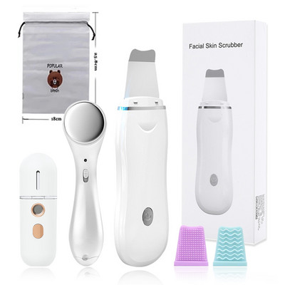 Ultrahangos bőrradír készlet vibrációs arc spatula mitesszer eltávolító EMS LED arcmasszírozó kavitációs peeling arc lifting