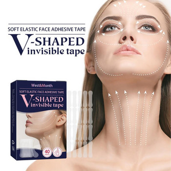 40 τμχ Face Tape Lifting Invisible Invisible Face Lift Tape Αδιάβροχο αυτοκόλλητο ανύψωσης αδιάβροχο διαφανές μπαλώματα μακιγιάζ