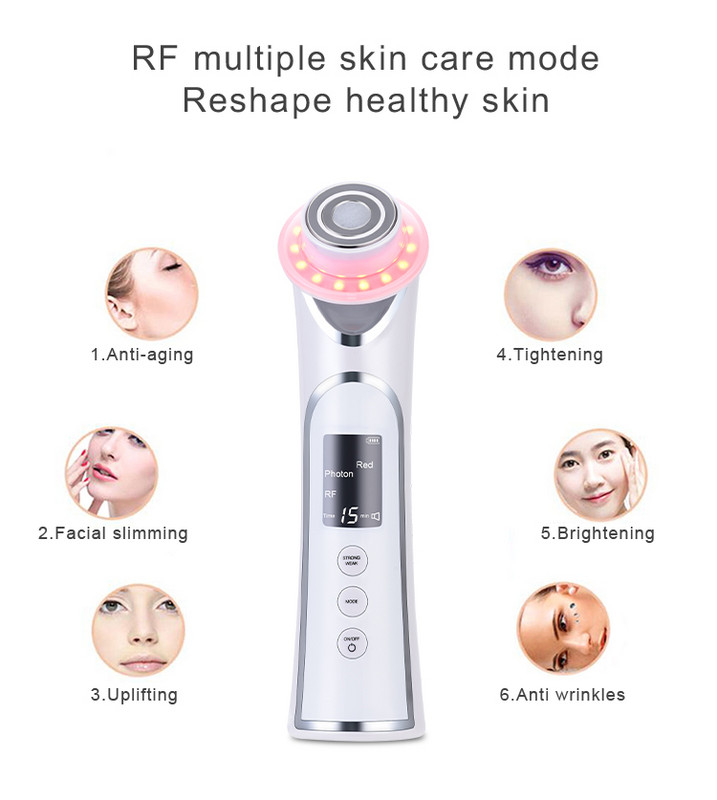 TinWong új RF EMS LED Photon Beauty Devices Jade Face Massager Bőrápoló eszköz Arc lifting Tighten Ránctalanítás.
