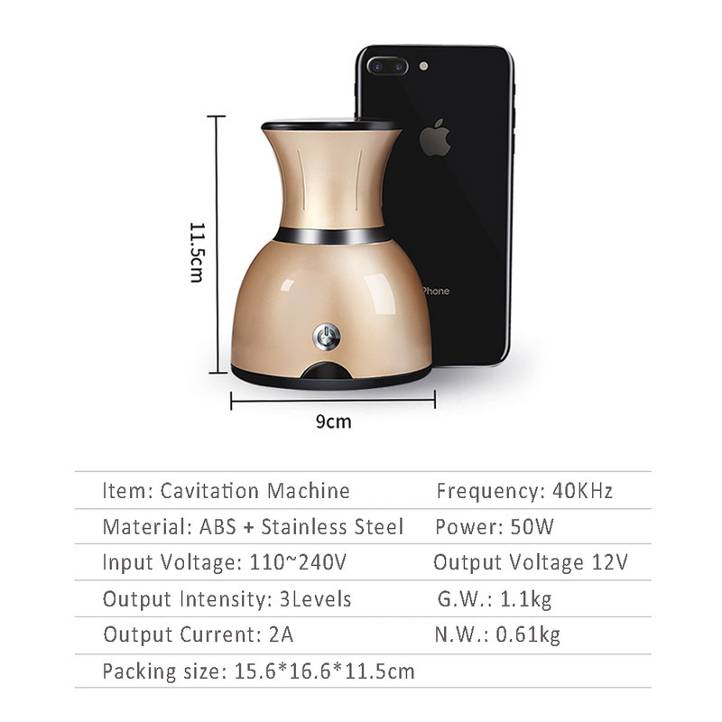 Nešiojamas ultragarsinis 40 kHz kavitacijos aparatas kūno lieknėjimui nuo celiulito pašalinti riebalų deginimo priemonę svorio metimui namuose