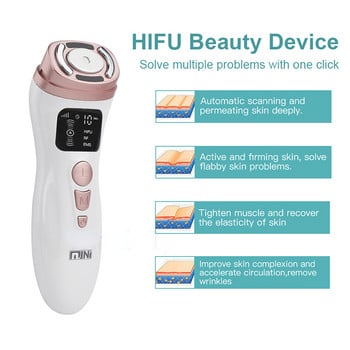 Мини HIFU машина Ултразвук RF EMS Устройство за красота на лицето Масажор за лице Лифтинг на шията Стягане Подмладяване Продукт за грижа за кожата