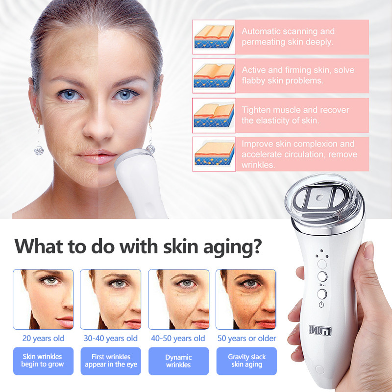 Mini HIFU RF ultragarso aparatas EMS mikro srovės moteriškas veido stangrinamasis pakeliamasis odos šildymas nuo raukšlių namų grožio instrumentas