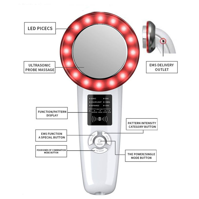 6 viename ultragarsinės kavitacijos EMS liekninamasis masažuoklis svorio metimui svorio metimo infraraudonųjų spindulių terapijos grožio priemonė