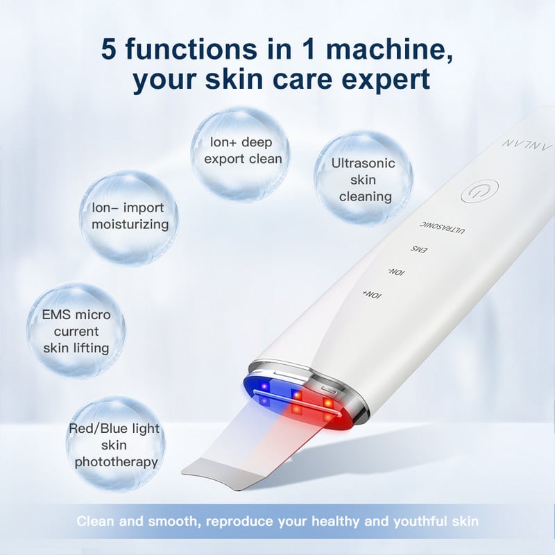 ANLAN Red Light bőrápoló ultrahangos bőrradír mély arctisztító peeling lapát arc pórustisztító arc lifting gép