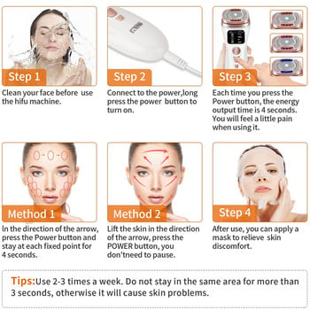 HIFU машина за премахване на бръчки по лицето HIFU масажор за лице Ултразвуков RF EMS Стягане на кожата против стареене на шията, брадичката, машина за грижа за очите