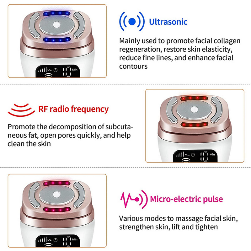 HIFU aparatas veido raukšlėms Pašalinti HIFU veido masažuoklį Ultragarsinis RF EMS odos stangrinantis senėjimą stabdantis kaklo smakro akių priežiūros aparatas
