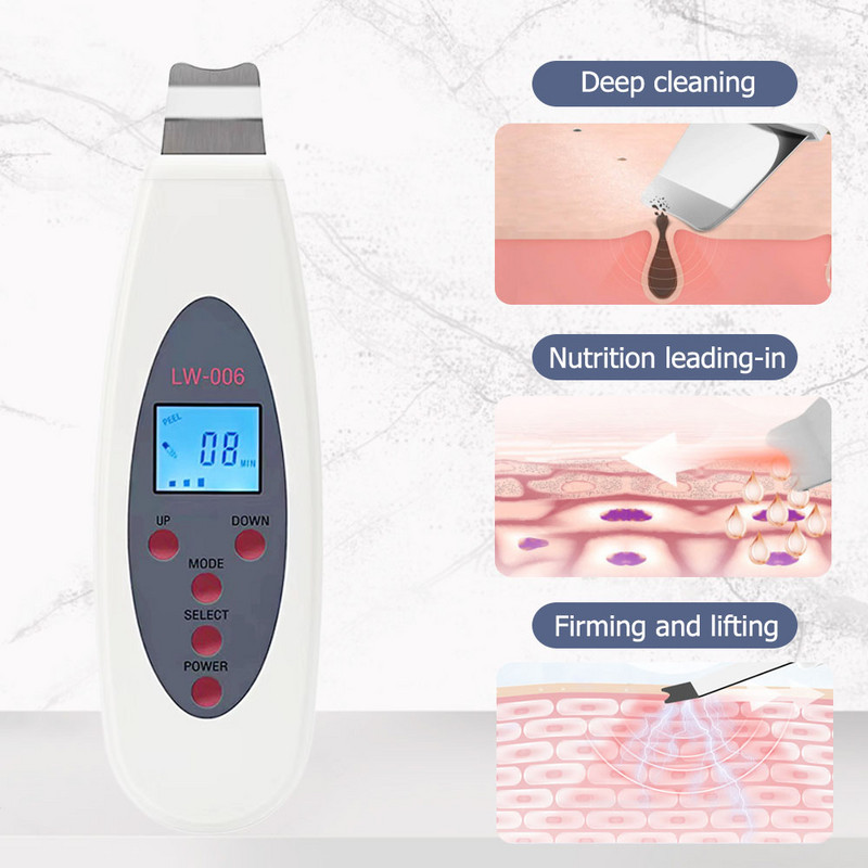 Ultrahangos bőrradír mély arctisztító gép eltávolítása Arcmasszírozó Ultrahangos peeling Clean Tone Lift LW006