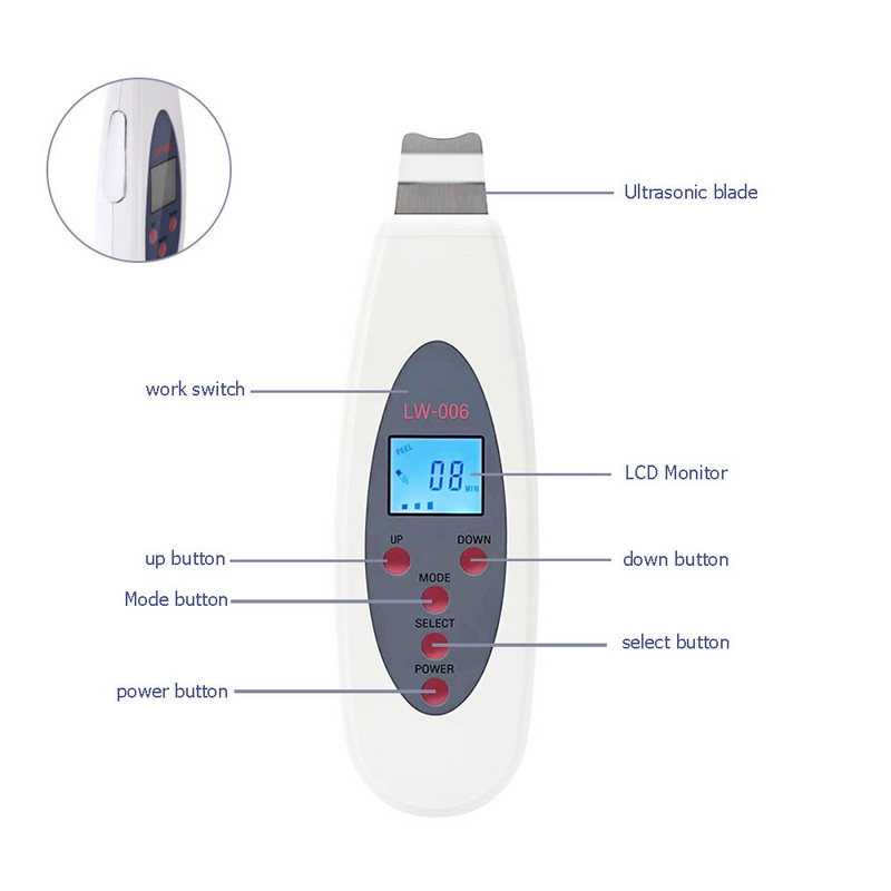 Ultrahangos bőrradír mély arctisztító gép eltávolítása Arcmasszírozó Ultrahangos peeling Clean Tone Lift LW006