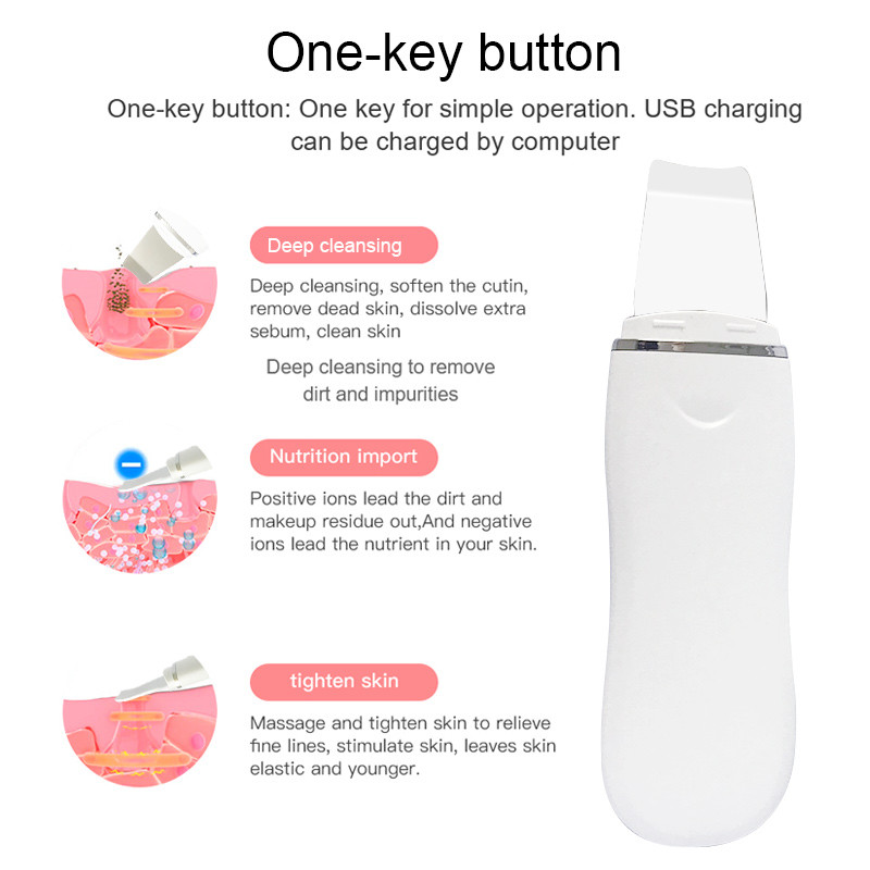 Красота Ултразвуков почистващ масажор за лице Нос Дълбоко почистване Премахване на черни точки Скрубер за кожа Ексфолиращ пилинг Грижа за лицето