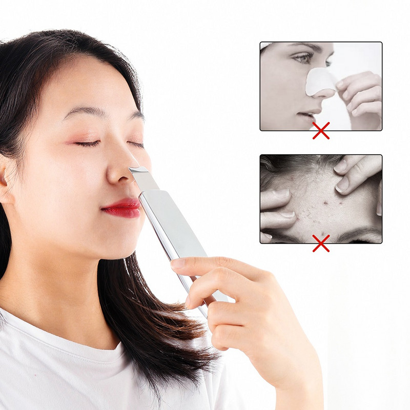 6 az 1-ben EMS ultrahangos bőrradír ION LED Photon Skin Lifting Masszírozó Arc Spatula Mitesszer eltávolító Arc Mélytisztító