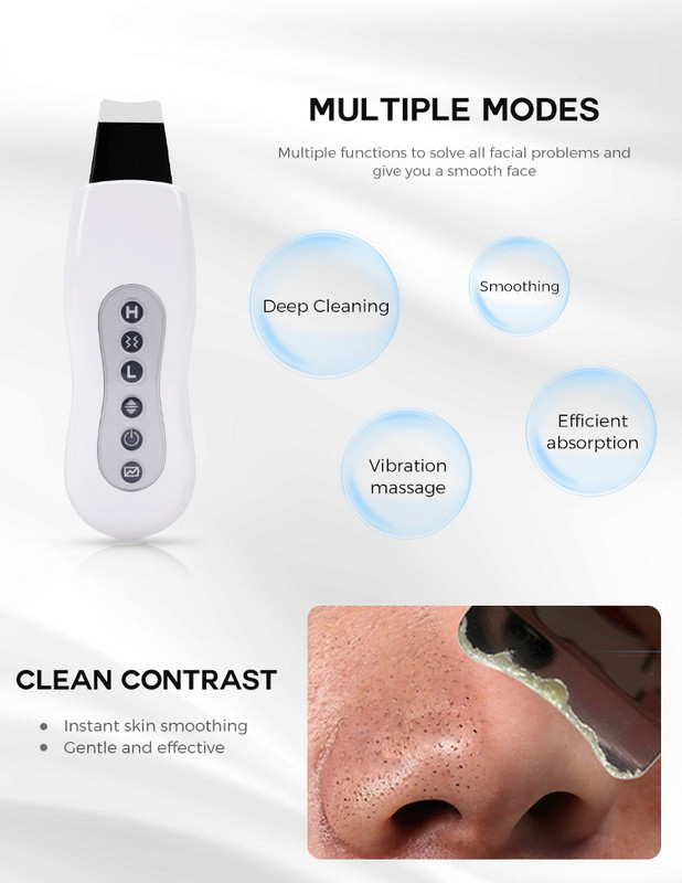 EMS Skin Scrubber Ultrahangos arcbőr spatula arctisztító mitesszer eltávolító arctisztító eszköz