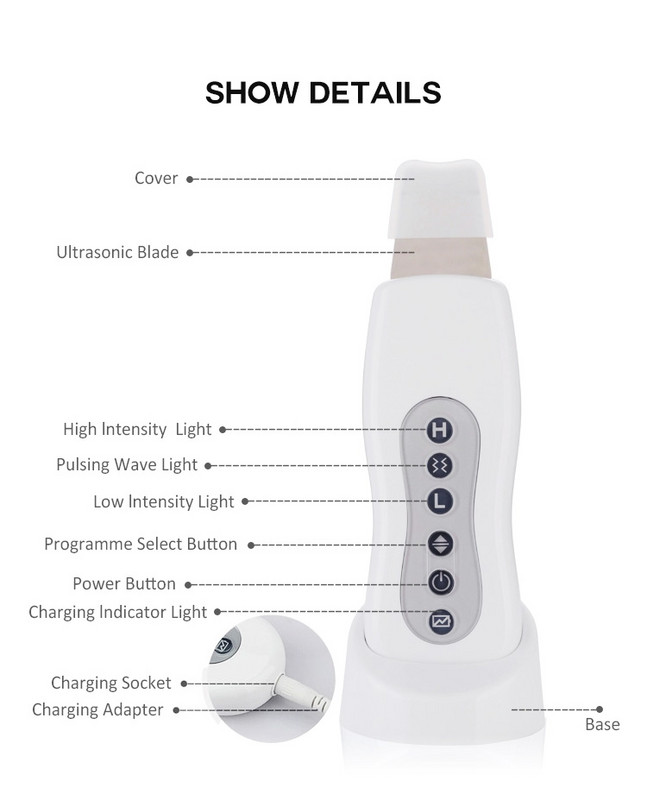 EMS Skin Scrubber Ultrahangos arcbőr spatula arctisztító mitesszer eltávolító arctisztító eszköz