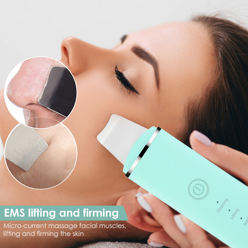 Ultrahangos arctisztító vibrátoros bőrradír EMS lifting masszázs akne mitesszer eltávolító arctisztító peeling eszköz