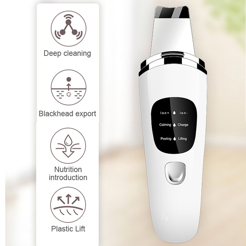 Vibrációs arc ultrahangos bőrradír spatula mitesszer eltávolító arc lifting bőrápoló lapát Tiszta kavitációs peeling
