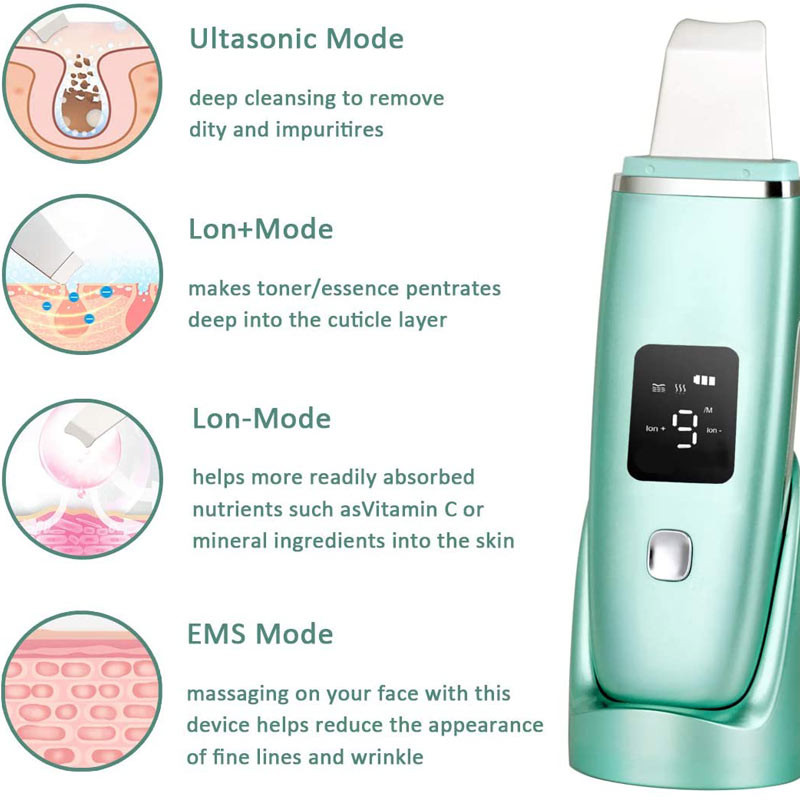 Arcbőrradír mitesszer eltávolító pórustisztító arcradír spatula mélytisztításhoz EMS Skin Lifting Beauty Device