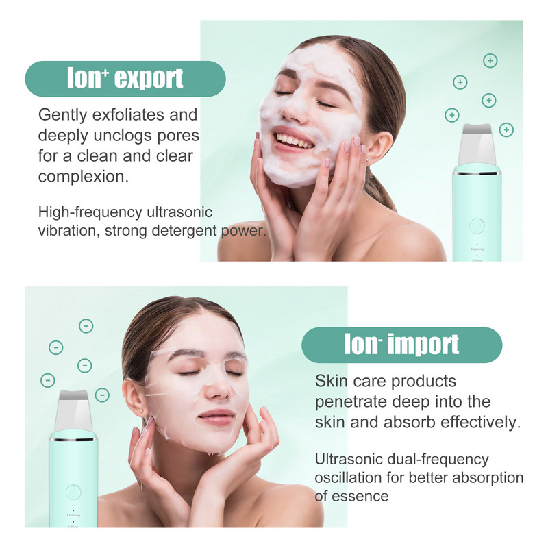 Beauty Ultrahangos bőrradír arctisztító mitesszer eltávolító arctisztító gépi bőrápoló akne masszírozó arc lifting