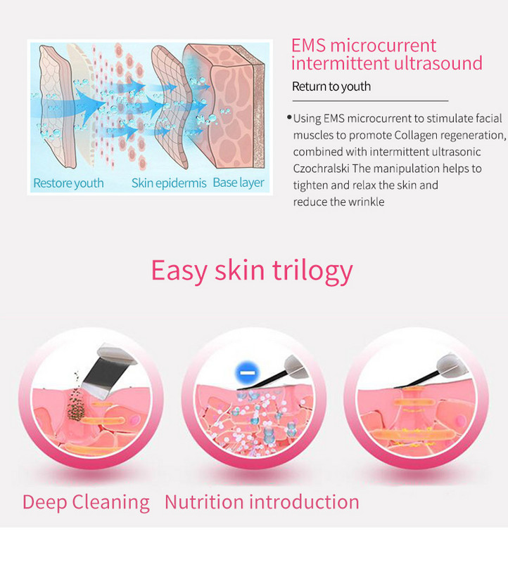 Ultrahangos bőrradír mélytisztító vibráló arcápoló készülék spatula peeling szépségápolási eszköz