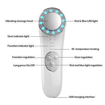 7 σε 1 Μασάζ προσώπου Εργαλεία φροντίδας δέρματος Συσκευή ανύψωσης προσώπου Red & Blue Light Skin Tighten High Frequency Galvanic Facial Machine