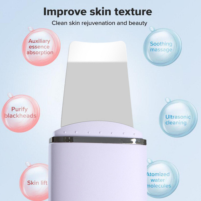 Ultrahangos arcbőrradír Arctisztító Spatula Készülék Lapát Tisztító Mitesszer Sonic Face Peeling Remover B1E9