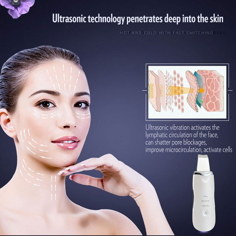 Ultrahangos tisztító arcbőrradír spatula arc peeling mitesszer eltávolító lifting otthoni használatra, többfunkciós szépségápolási eszköz
