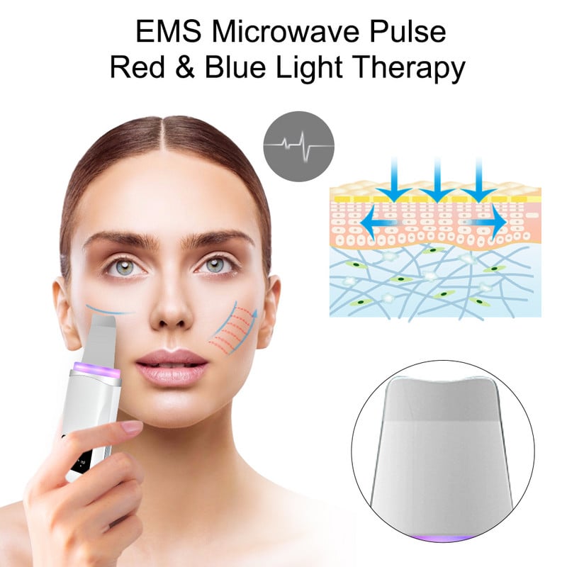Ultrahangos bőrápoló súroló spatula arcmasszírozó holt bőr mitesszer eltávolítása ultrahangos arc peeling lifting eszközök