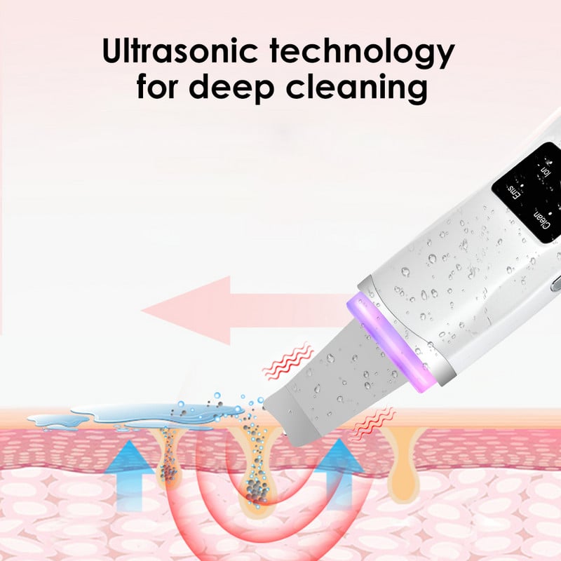 Ultrahangos bőrápoló súroló spatula arcmasszírozó holt bőr mitesszer eltávolítása ultrahangos arc peeling lifting eszközök