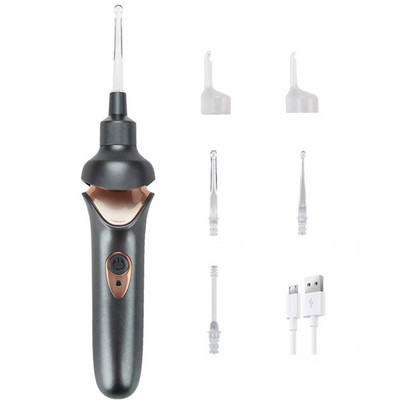 Elektrinis ausų valiklis, neskausmingas ausų valymo įrankis su LED šviesa įkraunamu ausų vaško šaukštu ausų vaško valikliu visai šeimai