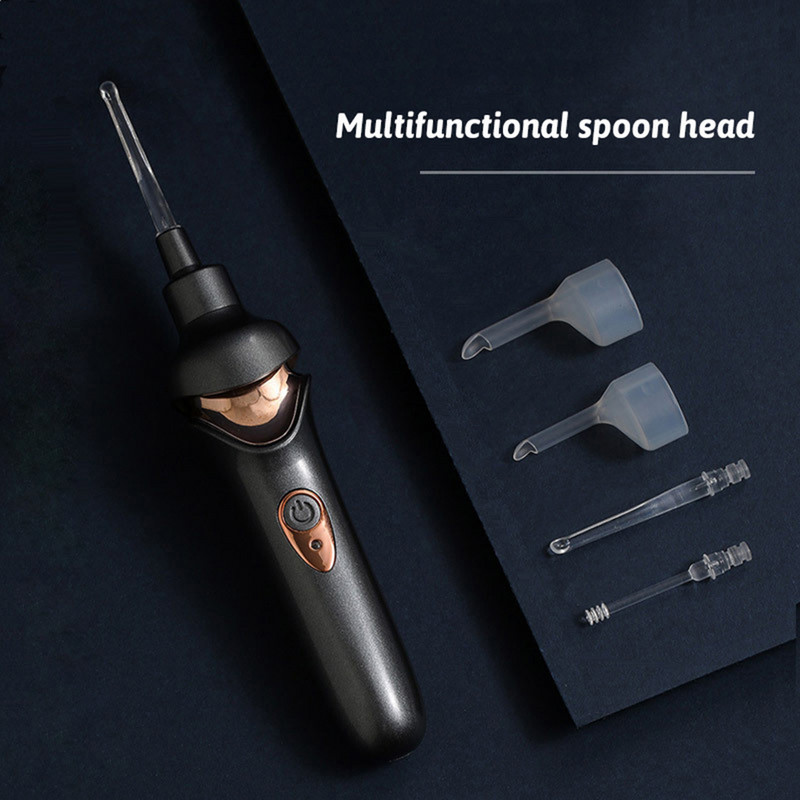 Elektrinis ausų valiklis, neskausmingas ausų valymo įrankis su LED šviesa įkraunamu ausų vaško šaukštu ausų vaško valikliu visai šeimai