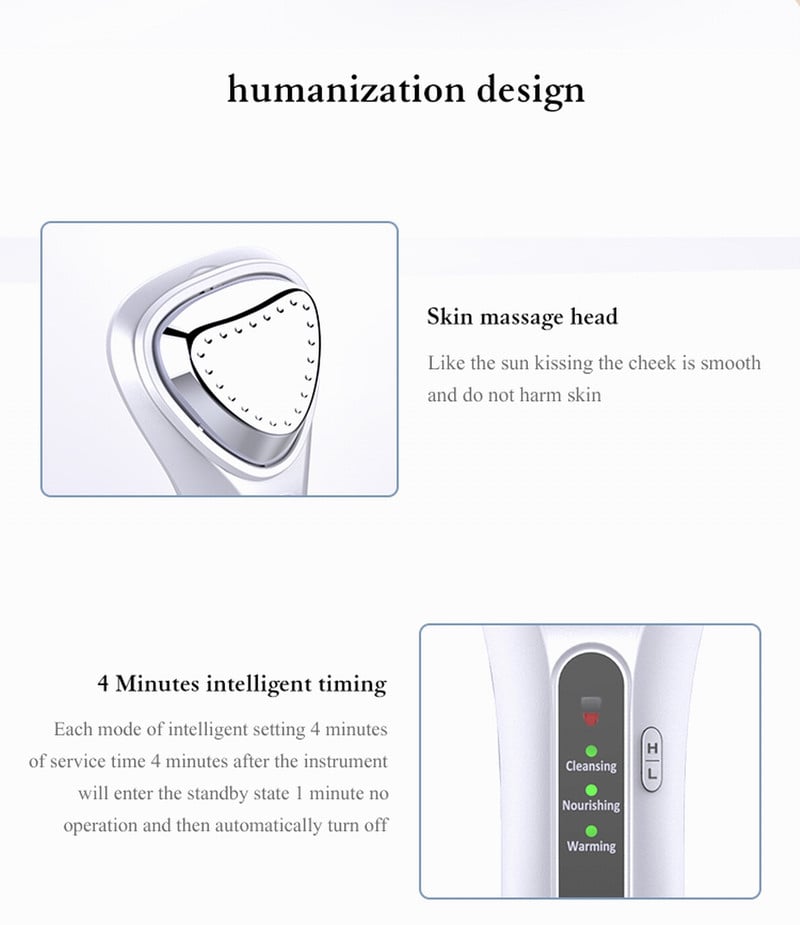 Teplá iónová vibračná masáž tváre, zariadenie na zdvíhanie tváre, čistiace zariadenie na hydratáciu, zariadenie na starostlivosť o horúce kompresie s konštantnou teplotou