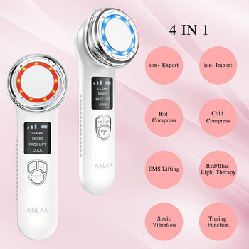 Συσκευή μασάζ προσώπου ANLAN 4 σε 1 EMS Θεραπεία φωτός LED Υπερήχων Περιποίηση δέρματος αφαίρεση ρυτίδων Συσκευή ομορφιάς σύσφιξης προσώπου EMS