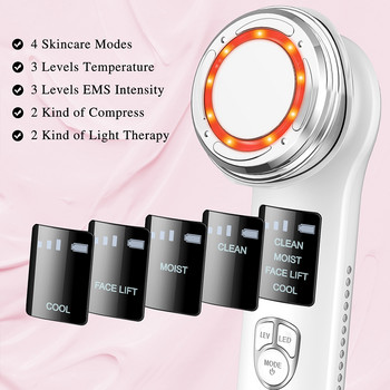 Συσκευή μασάζ προσώπου ANLAN 4 σε 1 EMS Θεραπεία φωτός LED Υπερήχων Περιποίηση δέρματος αφαίρεση ρυτίδων Συσκευή ομορφιάς σύσφιξης προσώπου EMS