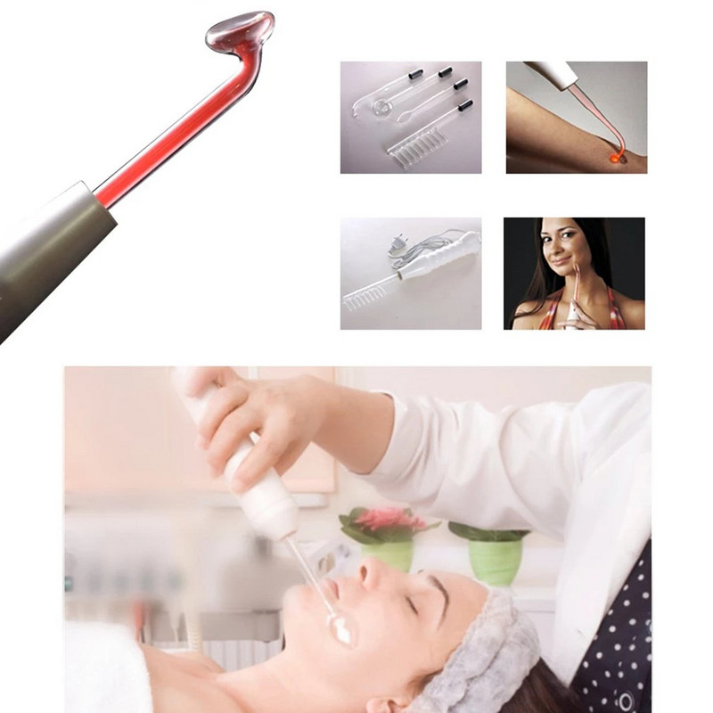 Elektroteraapia võlukepp klaastoru kamm kõrgsageduslik bakteritsiidne aknelaikude eemaldaja juustele näohooldus keha spa iluhooldus valge