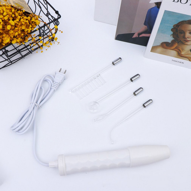 Elektroteraapia võlukepp klaastoru kamm kõrgsageduslik bakteritsiidne aknelaikude eemaldaja juustele näohooldus keha spa iluhooldus valge