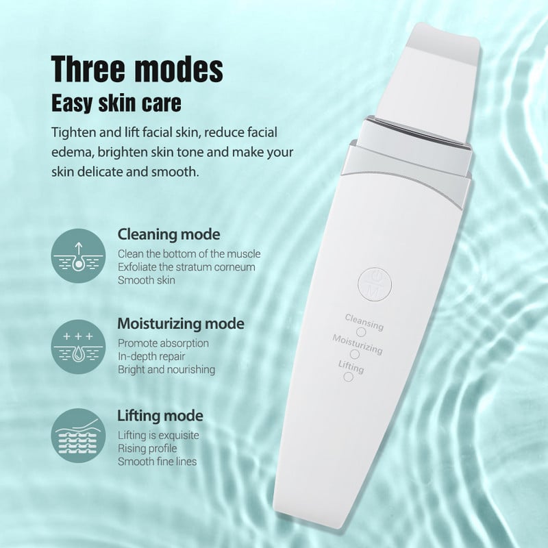 EMS ultrahangos bőrradír vibrációs arc spatula peeling lapát ion akne mitesszer eltávolító tiszta kavitációs arcmasszírozó