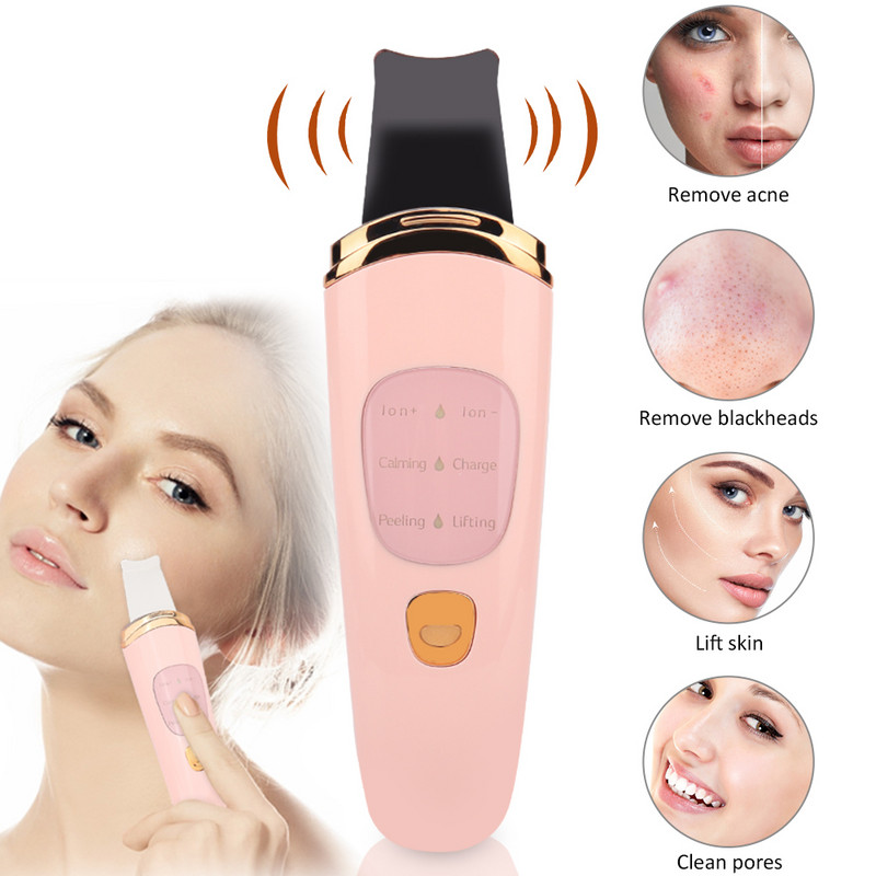 Ultrahangos Scrubber Skin Vibration Cleaner Spatula Mitesszer eltávolító Arcradír Lapát Kavitációs Peeling Arc lifting