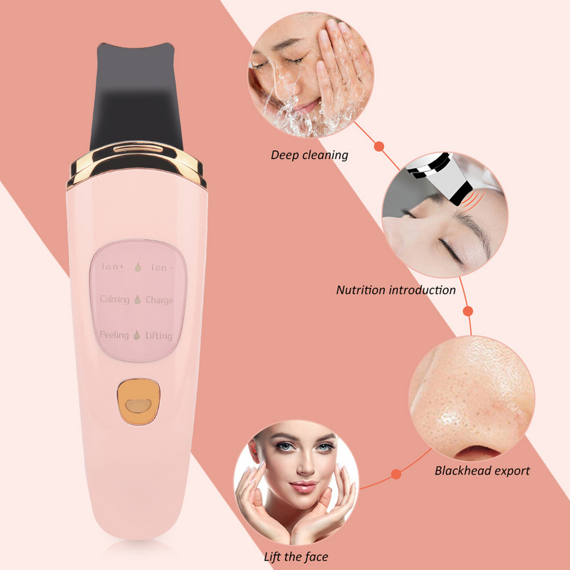 Ultrahangos Scrubber Skin Vibration Cleaner Spatula Mitesszer eltávolító Arcradír Lapát Kavitációs Peeling Arc lifting