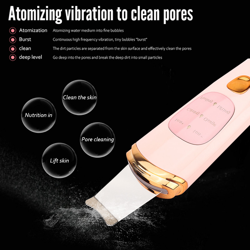 Ultrahangos Scrubber Skin Vibration Cleaner Spatula Mitesszer eltávolító Arcradír Lapát Kavitációs Peeling Arc lifting
