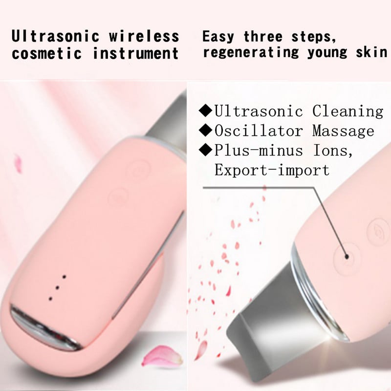 Vezeték nélküli töltő ultrahangos arcbőrradír Mély arctisztító peeling lapát Beauty Skin Care Device arcpórustisztító