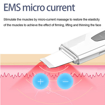 3 In1 Ултразвуков скрубер за кожа Вибрационна шпатула за лице Премахване на черни точки Лопата Почистване на кавитационен пилинг Лифтинг на лицето Грижа за кожата