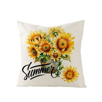 2022 Summer Nordic Sunflower Print Μαξιλαροθήκη Διακόσμηση σπιτιού για Κάλυμμα μαξιλαριού καναπέ Λινό/Βαμβακερά καλύμματα μαξιλαριών Drop Shipping Hogar
