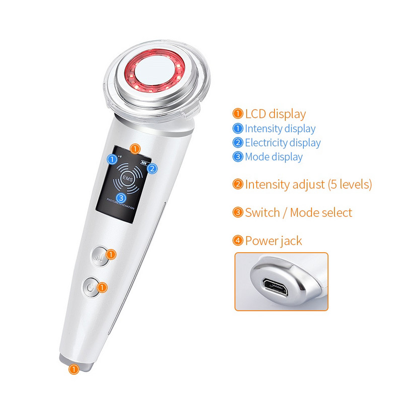 Galvanski ionski uređaj za uljepšavanje lica RF EMS LED crveno plavo svjetlo fotonska terapija zatezanje kože stroj visokofrekventna vibracija