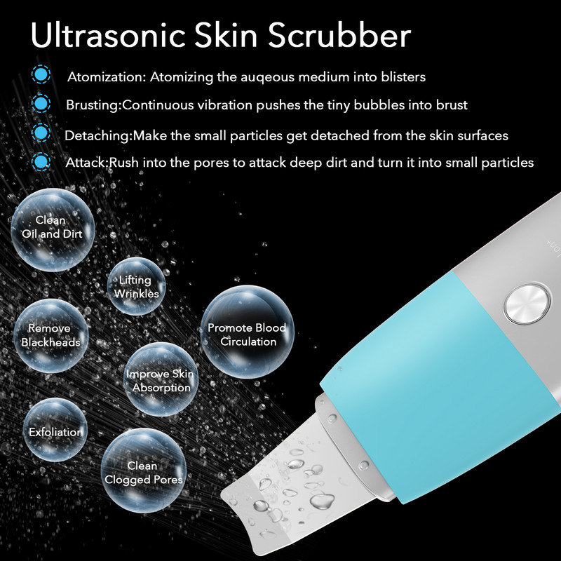 Youmay Skin Scrubber Vibrációs Arc Spatula Mitesszer eltávolító Arcradír Lapát Clean Kavitációs Peeling Arc lifting