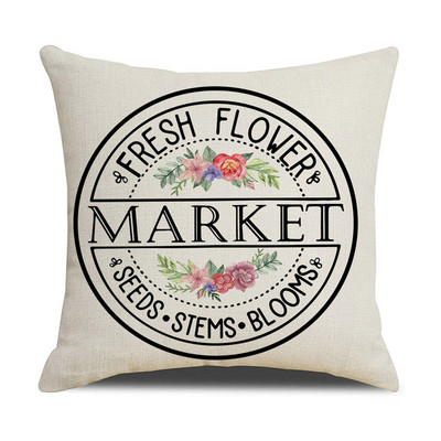 Tavaszi virágok vászon párnahuzat lakberendezési kerékpár teherautó nyomat párnahuzat nappali kanapé dekorációk párnahuzat 45x45 cm