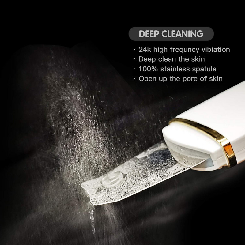 Υψηλής συχνότητας Ultrasonic Skin Scrubber Deep Cleansing Beauty Devices Εργαλείο αφαίρεσης μαύρων στιγμάτων προσώπου Φτυάρι καθαρισμού προσώπου