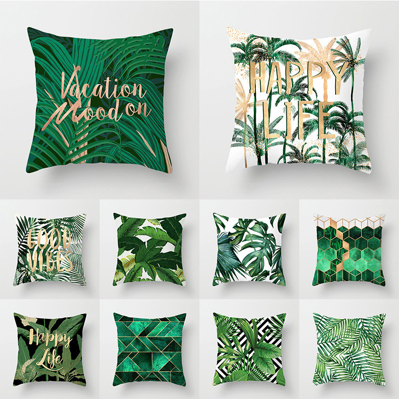 Nordic Tropical Plam Tree Green Tropical Leaf Cactus Monstera párnahuzat Dekoratív párnahuzat kanapéhoz Autós párnahuzat Kezdőlap