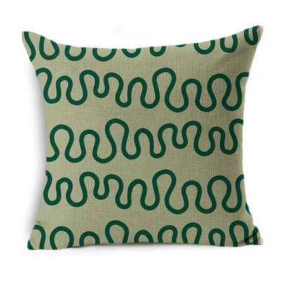 Green Art Pattern Jastučnice Lanene Geometrijske Jastučnice Kauč Auto Stolica Dekoracija doma Jastučnice Poklon Jastuci 45cm*45cm