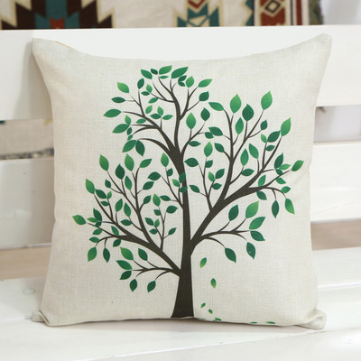 Nordic Tree Flower Print Lanena Jastučnica Jastuk Navlaka za Kućni Kauč Ukrasni Jastuk Navlaka za Jastuk 45x45cm