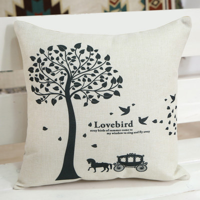 Nordic Tree Flower Print Lanena Jastučnica Jastuk Navlaka za Kućni Kauč Ukrasni Jastuk Navlaka za Jastuk 45x45cm