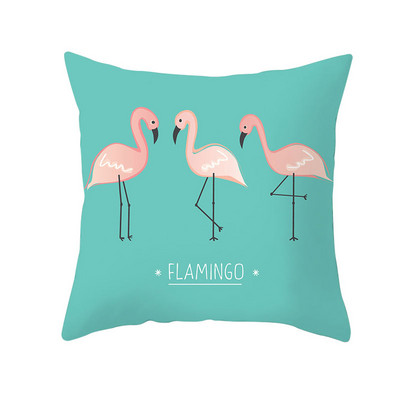 Nyári flamingó párnahuzat trópusi növények zöld levelek dekoratív párnahuzat flamingó trópusi növények párnahuzat