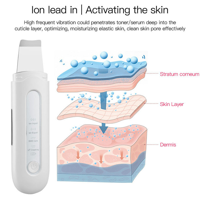 Ultragarsinis odos šveitiklis Ultragarsinis valiklis 7PX veido odą stangrinantis masažuoklis veidui inkštirų valiklis lupimasis kavitacija